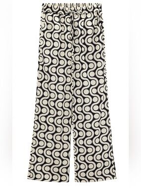 Zara Black & Cream Circular Cotton Pants